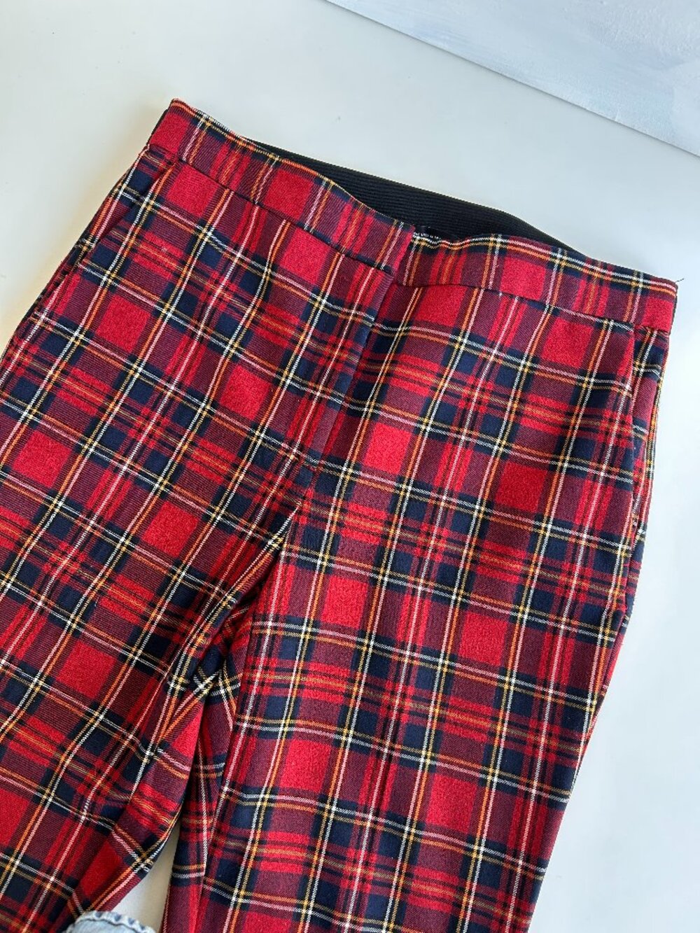 Zara Plaid Dark Academia Checkered Chino Skinny Ankle Pants Red